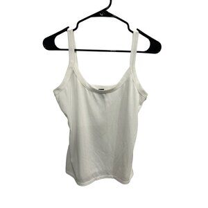 Womens White Polyester Spaghetti Strap Tank Top Size Small Casual Minimalist